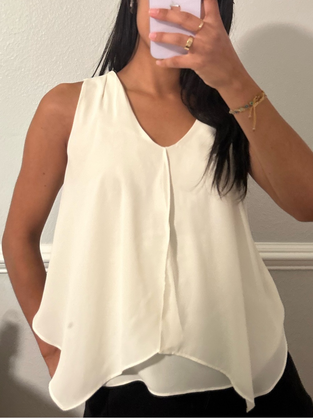 Metaphor Cream Layered V-Neck Sleeveless Camisole